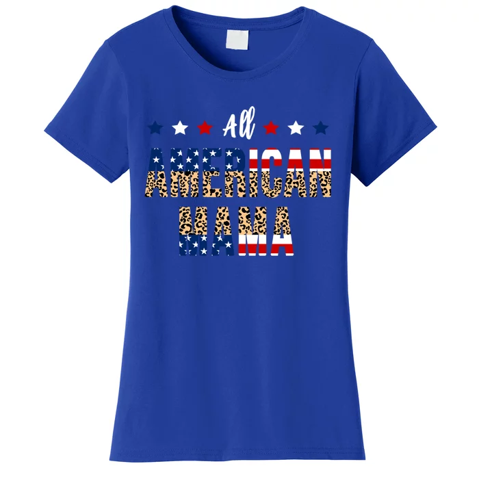 All American Mama 4th Of July Leopard Fourth Of July Mom Usa Gift Women's T-Shirt