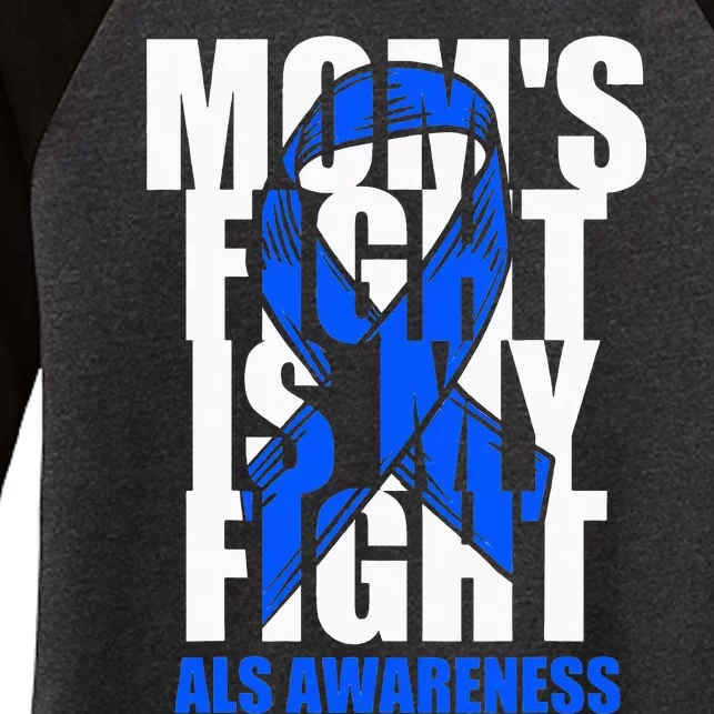 ALS Awareness Month Blue Ribbon Moms Fight May Support Women's Tri-Blend 3/4-Sleeve Raglan Shirt