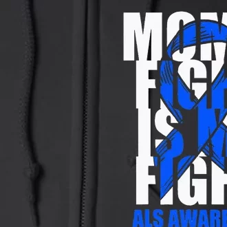 ALS Awareness Month Blue Ribbon Moms Fight May Support Full Zip Hoodie