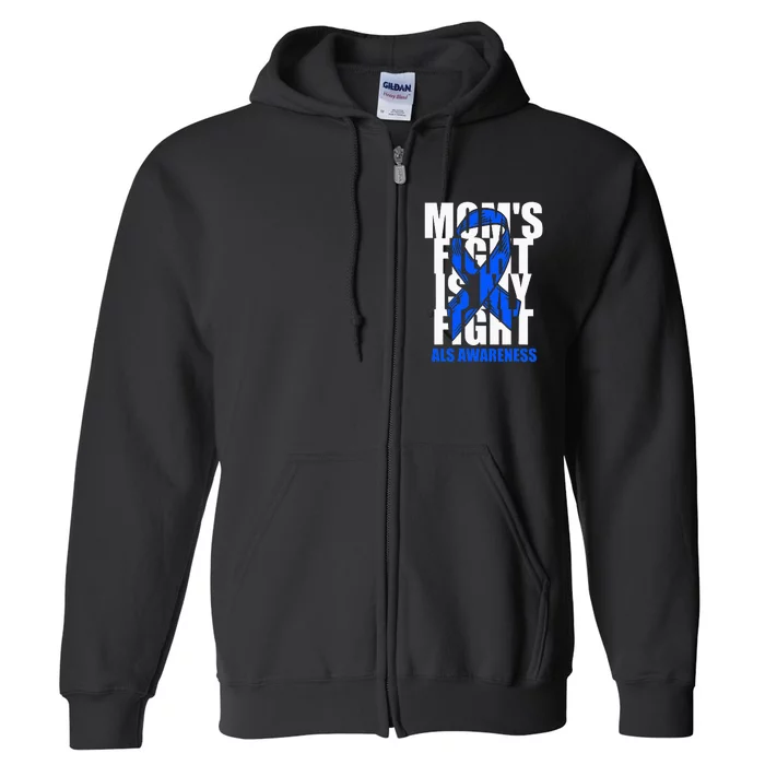 ALS Awareness Month Blue Ribbon Moms Fight May Support Full Zip Hoodie