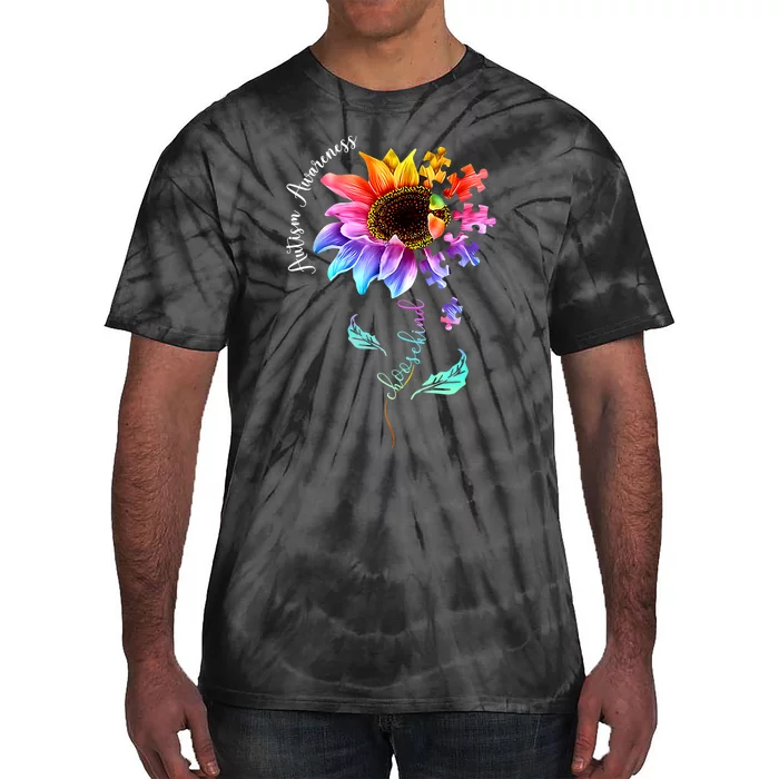 Autism Awareness Mom Choose Kind Autism Gift Sunflower Tie-Dye T-Shirt