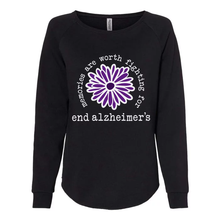 Alzheimers Awareness Memories Are Worth Fighting For Flower Womens California Wash Sweatshirt