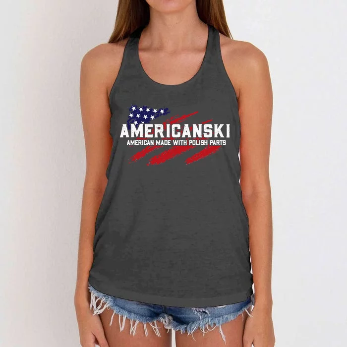 Americanski American Made With Polish Pride Women's Knotted Racerback Tank