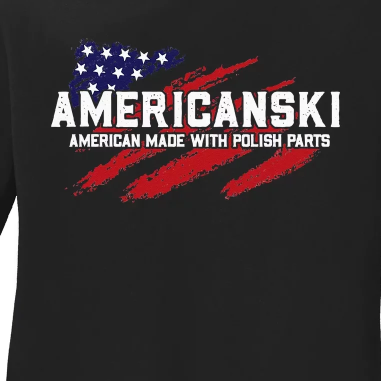 Americanski American Made With Polish Pride Ladies Long Sleeve Shirt