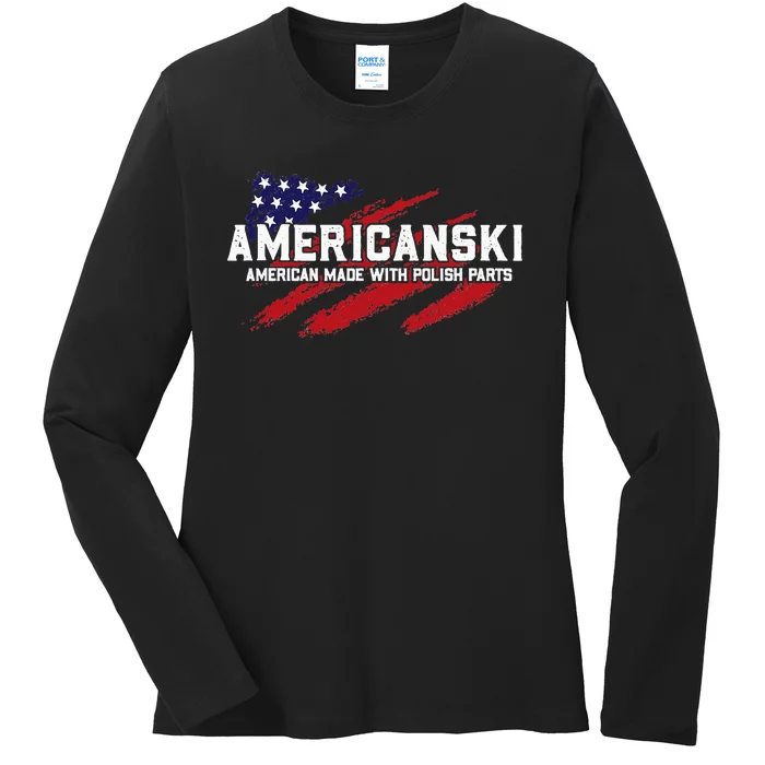 Americanski American Made With Polish Pride Ladies Long Sleeve Shirt