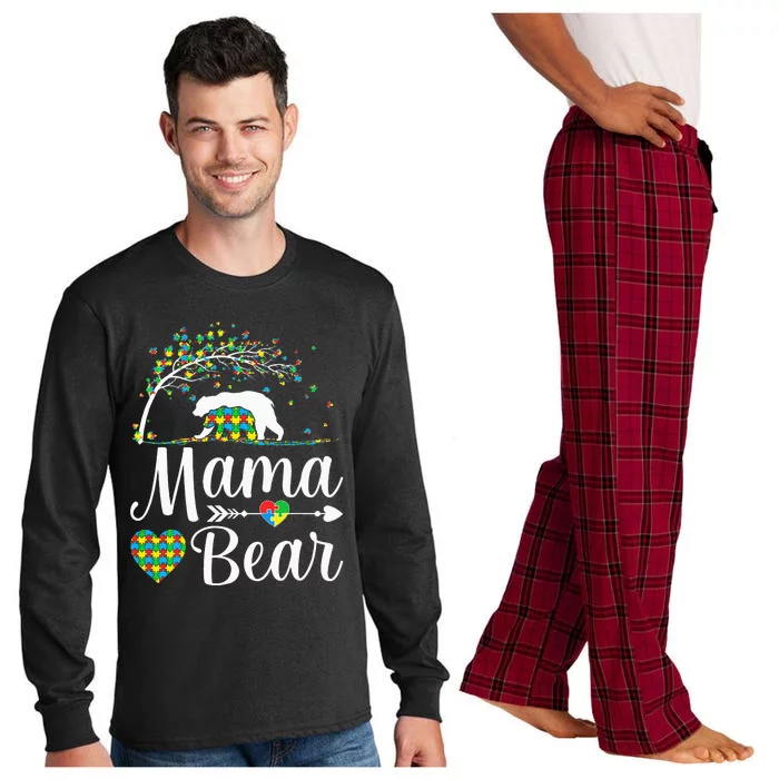 Autism Awareness Mama and Bear Support Autistic Autism Mom Long Sleeve Pajama Set