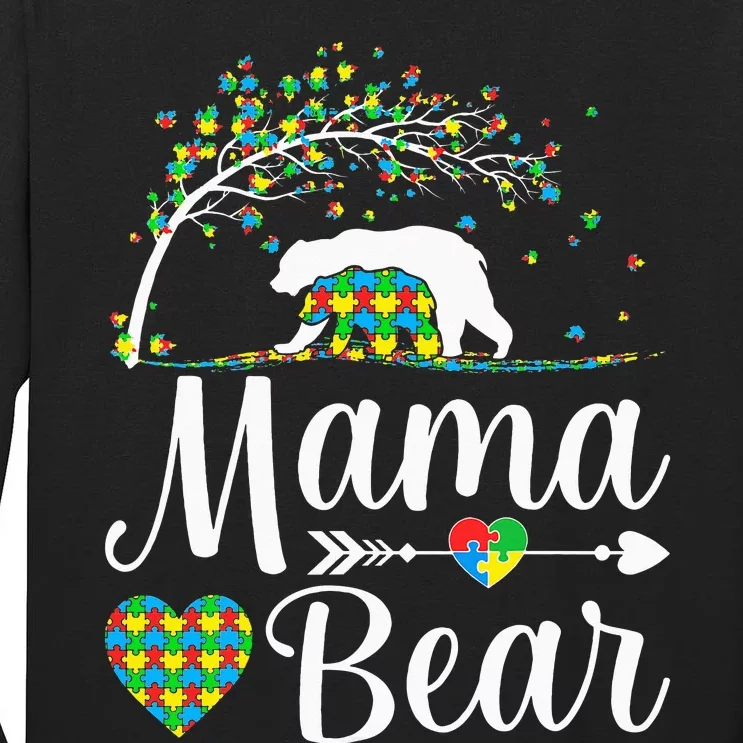 Autism Awareness Mama and Bear Support Autistic Autism Mom Tall Long Sleeve T-Shirt