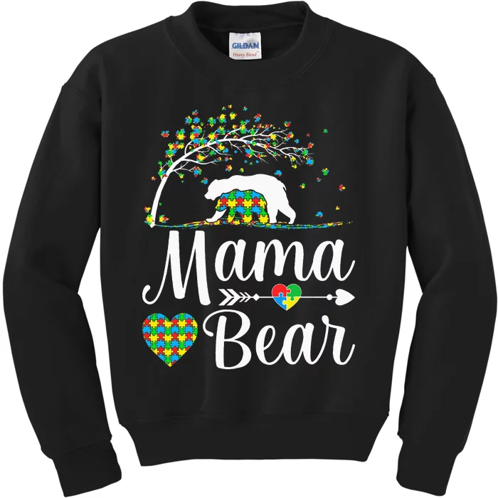 Autism Awareness Mama and Bear Support Autistic Autism Mom Kids Sweatshirt