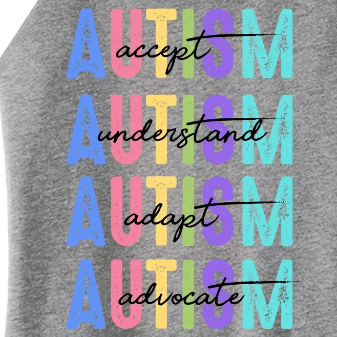 Autism Awareness Month Accept Understand Adapt Advocate Women’s Perfect Tri Rocker Tank