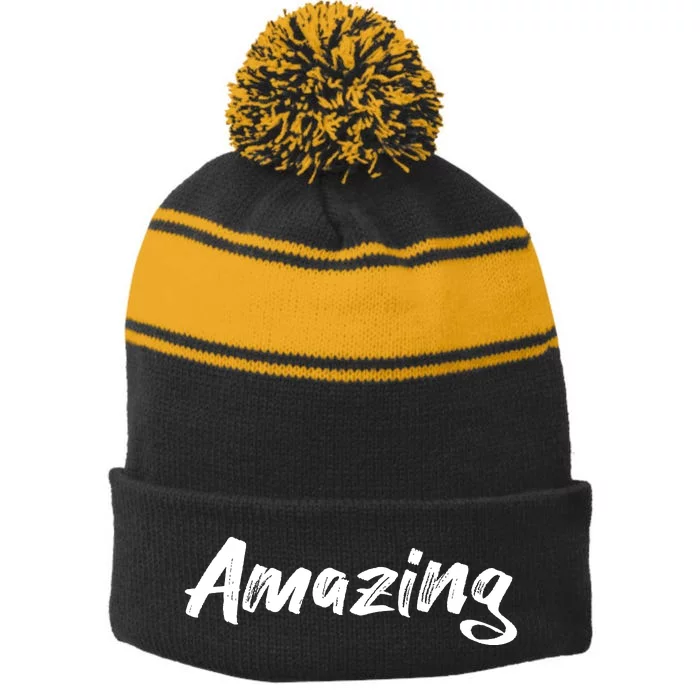 Amazing Stripe Pom Pom Beanie