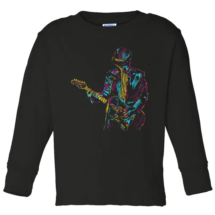 Abstract Art Musician Music Band Bass Player Toddler Long Sleeve Shirt