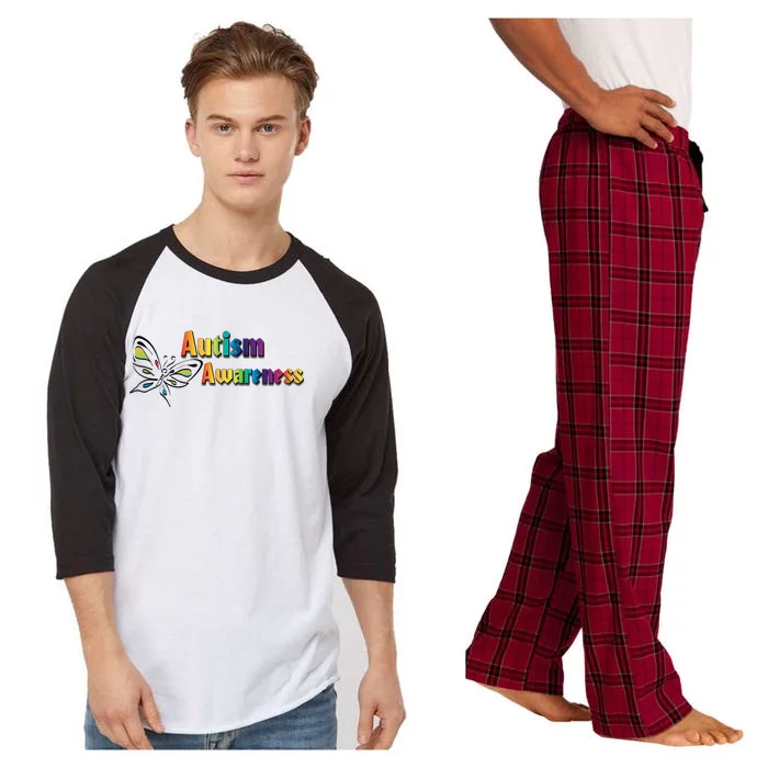 Autism Awareness Month Minimalist Butterfly Raglan Sleeve Pajama Set