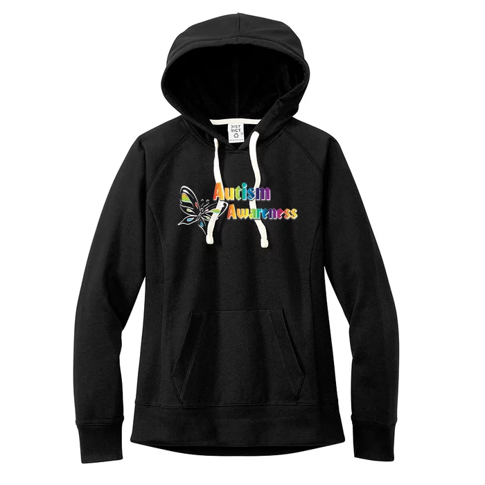 Autism Awareness Month Minimalist Butterfly Women's Fleece Hoodie