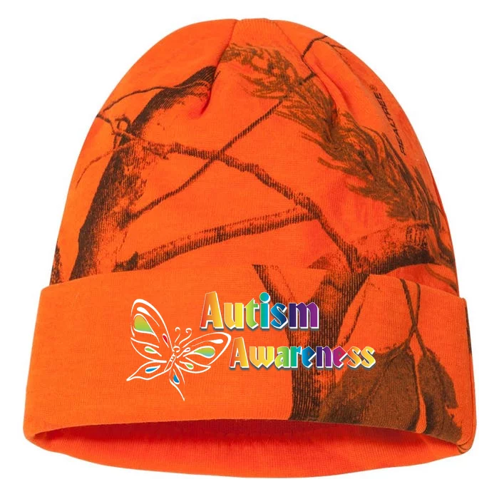 Autism Awareness Month Minimalist Butterfly Kati - 12in Camo Beanie