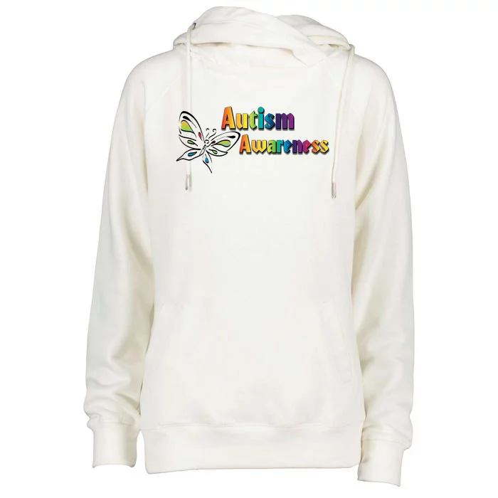 Autism Awareness Month Minimalist Butterfly Womens Funnel Neck Pullover Hood