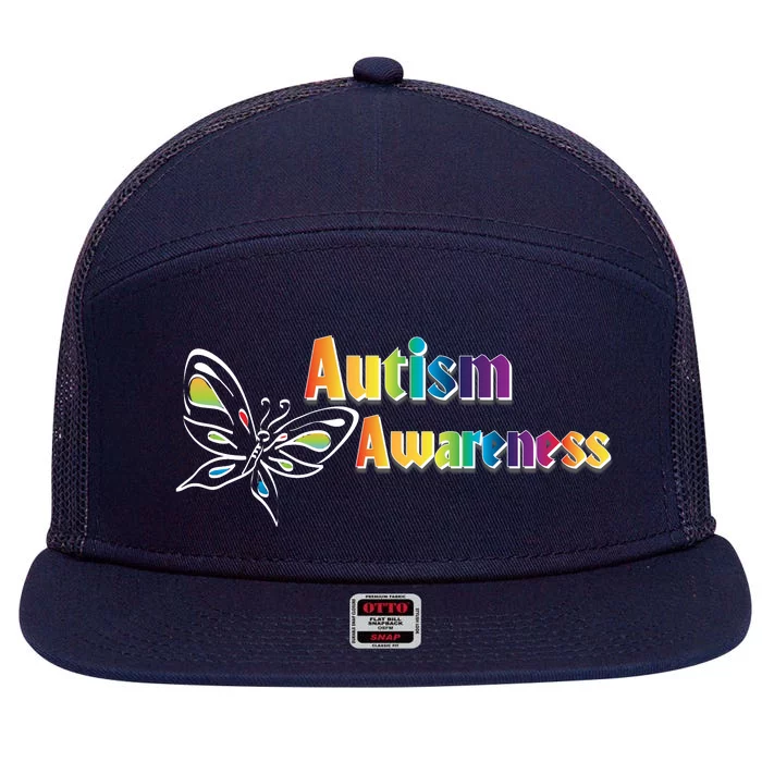 Autism Awareness Month Minimalist Butterfly 7 Panel Mesh Trucker Snapback Hat