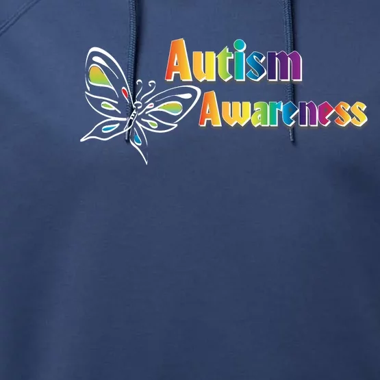 Autism Awareness Month Minimalist Butterfly Performance Fleece Hoodie