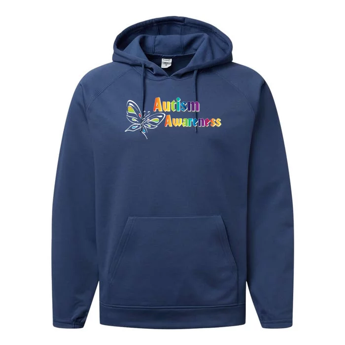 Autism Awareness Month Minimalist Butterfly Performance Fleece Hoodie