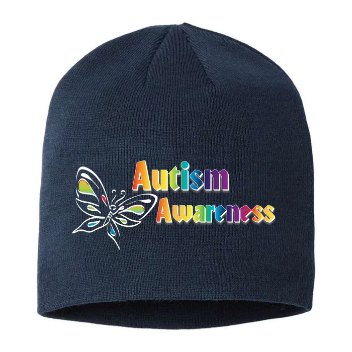 Autism Awareness Month Minimalist Butterfly 8 1/2in Sustainable Knit Beanie