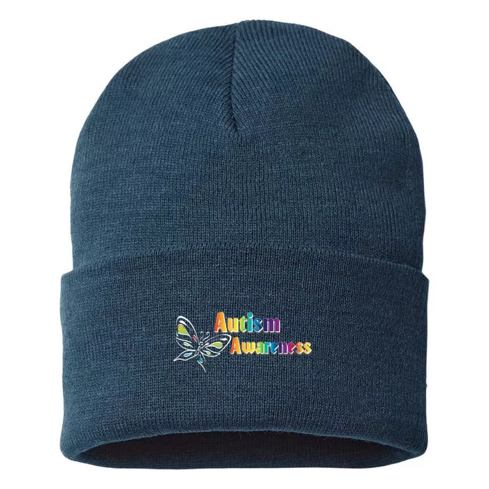 Autism Awareness Month Minimalist Butterfly Sustainable Knit Beanie