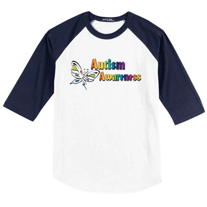 Autism Awareness Month Minimalist Butterfly Baseball Sleeve Shirt