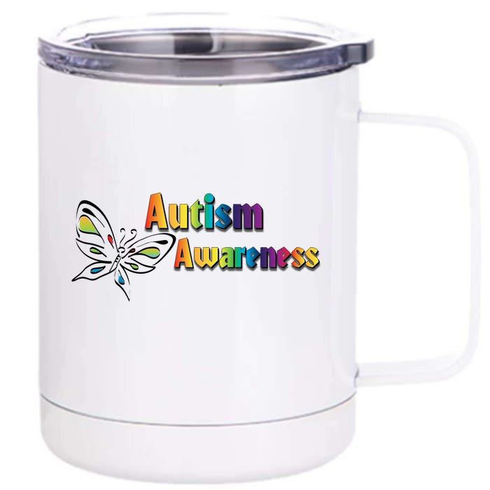 Autism Awareness Month Minimalist Butterfly Front & Back 12oz Stainless Steel Tumbler Cup