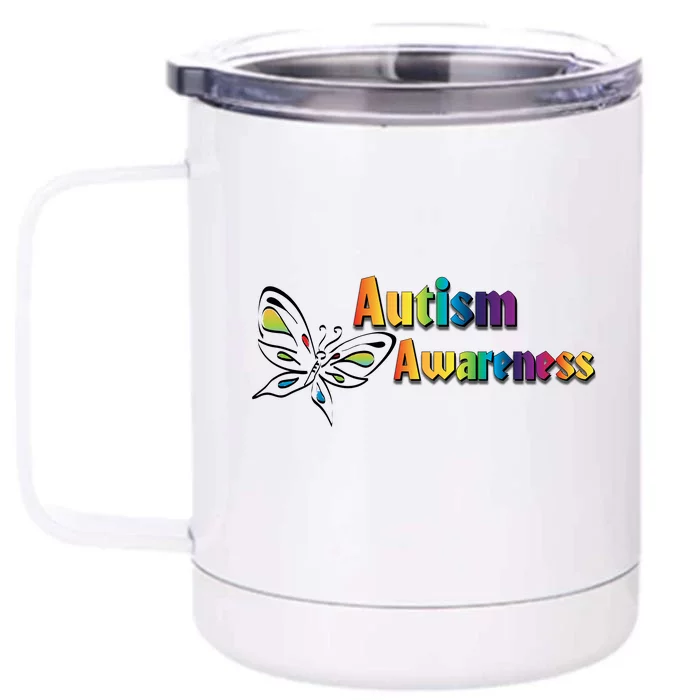 Autism Awareness Month Minimalist Butterfly Front & Back 12oz Stainless Steel Tumbler Cup