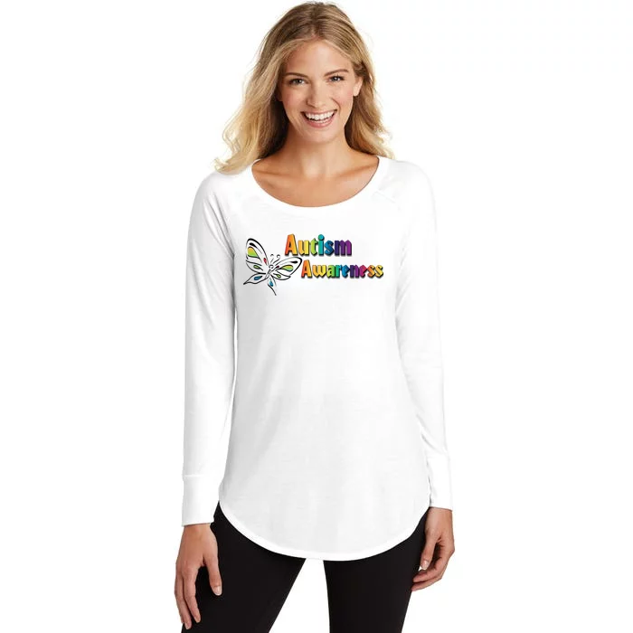 Autism Awareness Month Minimalist Butterfly Women's Perfect Tri Tunic Long Sleeve Shirt