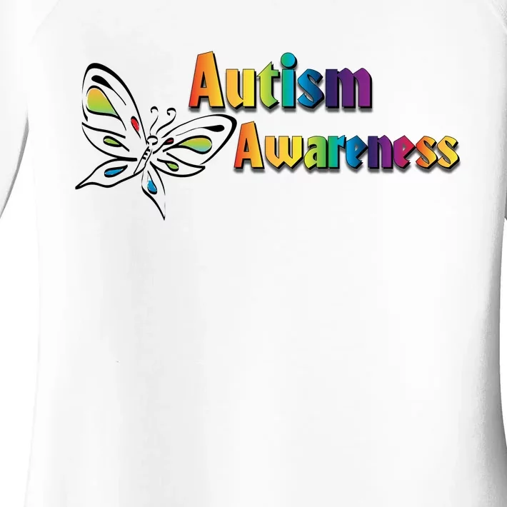 Autism Awareness Month Minimalist Butterfly Women's Perfect Tri Tunic Long Sleeve Shirt