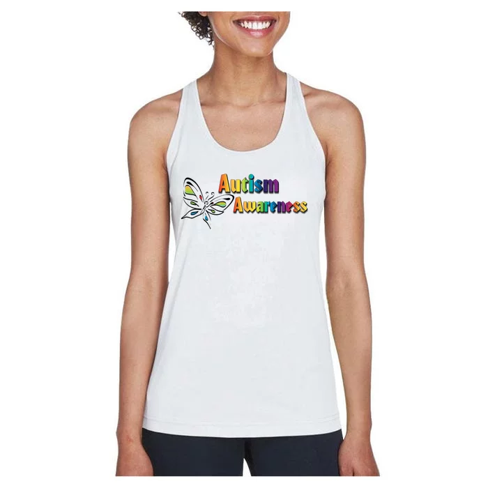 Autism Awareness Month Minimalist Butterfly Women's Racerback Tank