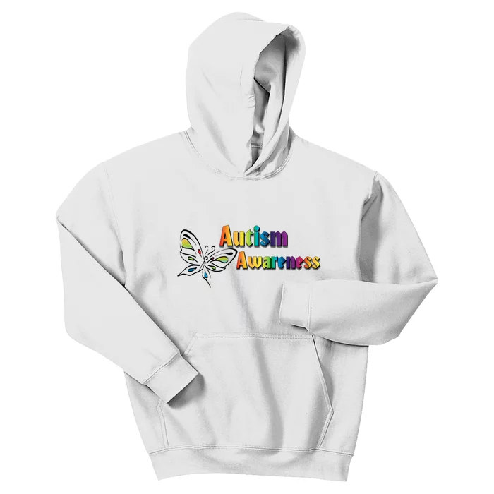 Autism Awareness Month Minimalist Butterfly Kids Hoodie