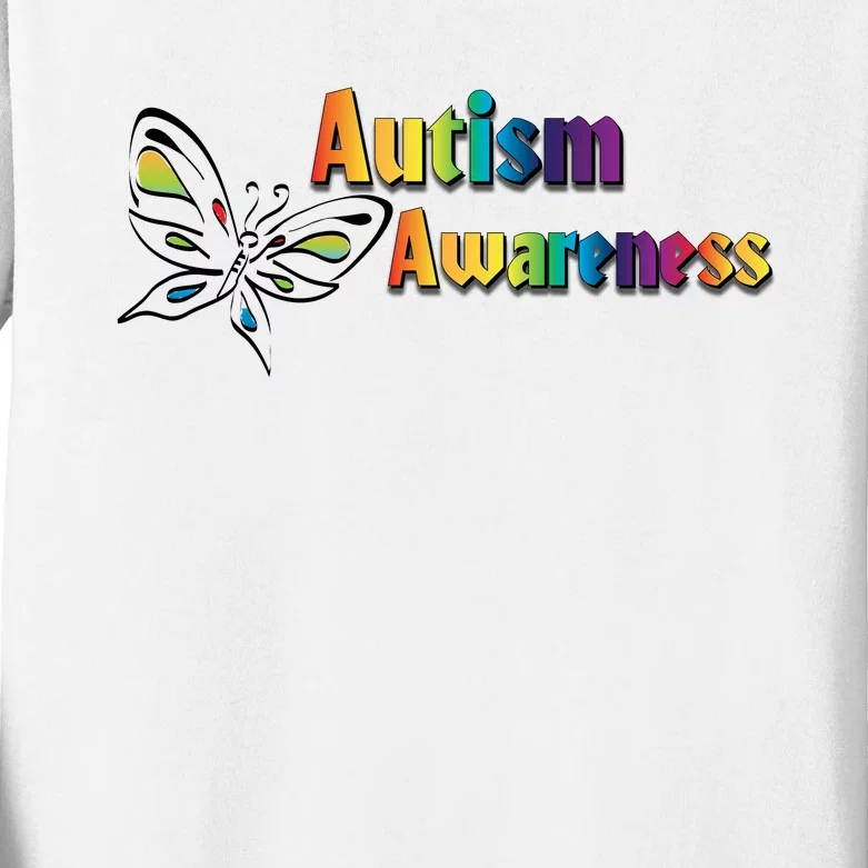 Autism Awareness Month Minimalist Butterfly Kids Long Sleeve Shirt