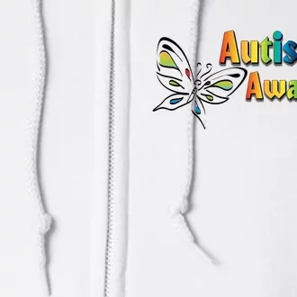 Autism Awareness Month Minimalist Butterfly Full Zip Hoodie