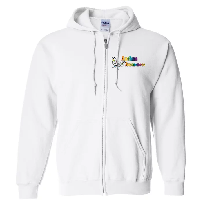 Autism Awareness Month Minimalist Butterfly Full Zip Hoodie