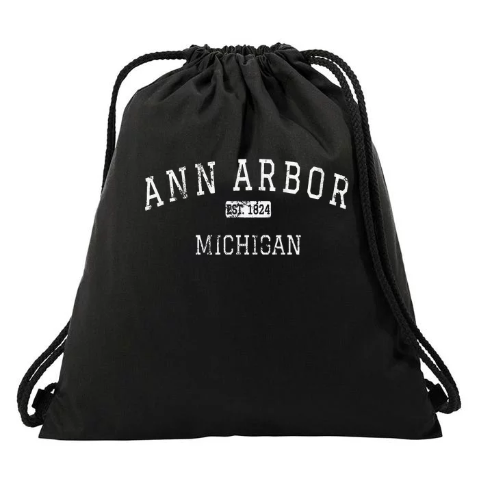 Ann Arbor Michigan Mi Vintage Drawstring Bag