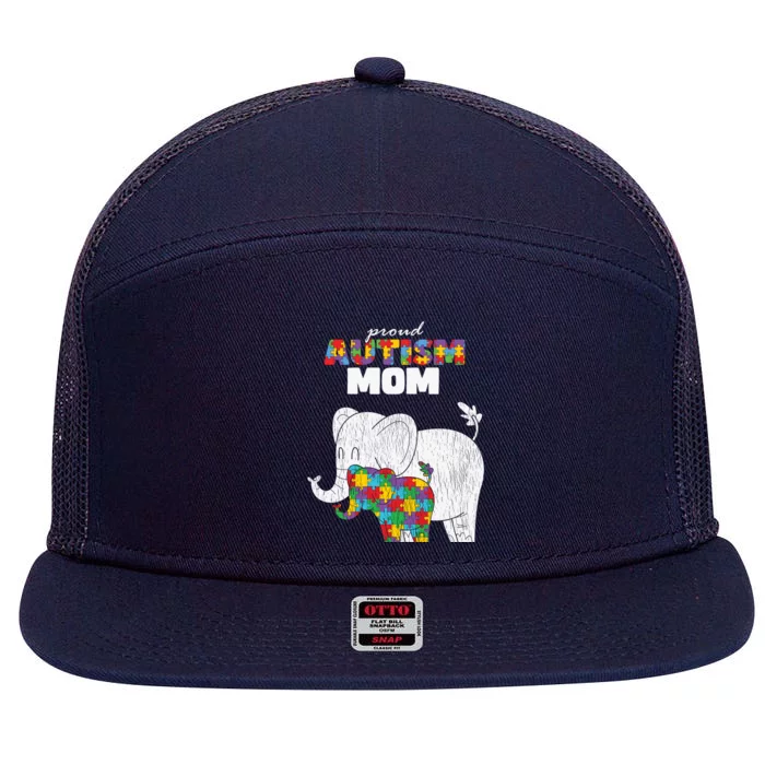 Autism Awareness Mom Proud Autistic Son Daughter Mama Mother Gift 7 Panel Mesh Trucker Snapback Hat