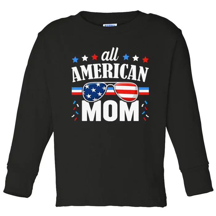 All American Mom 4th of July USA Family Matching Outfit Toddler Long Sleeve Shirt