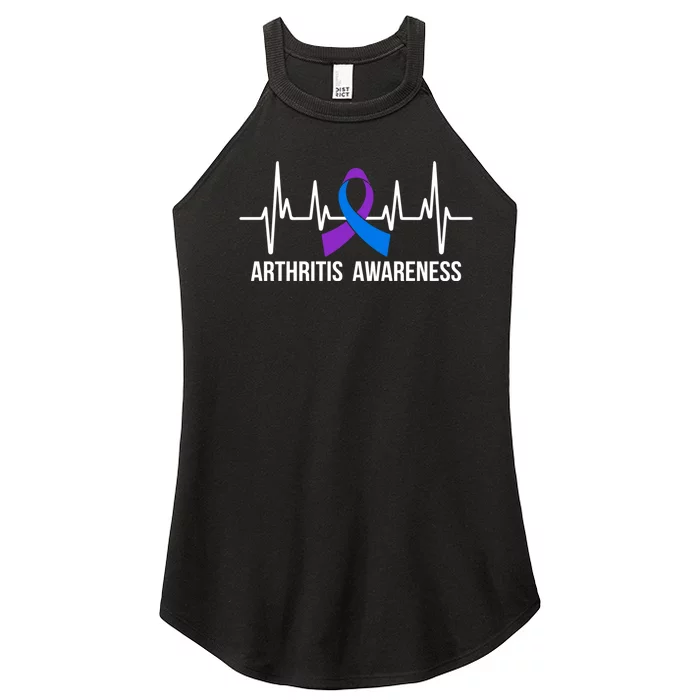 Arthritis Awareness Month Ribbon Heartbeat Women’s Perfect Tri Rocker Tank