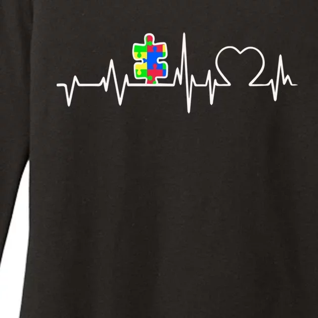 Autism Awareness Month Autism Puzzle Piece On Heartbeat Line Gift Womens CVC Long Sleeve Shirt