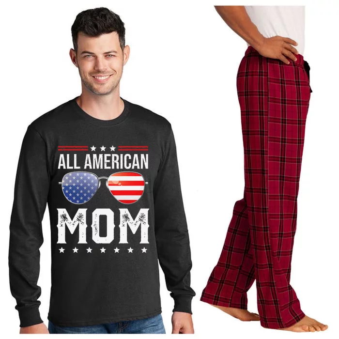 All American Mom Matching Family Fourth 4th of July American Long Sleeve Pajama Set