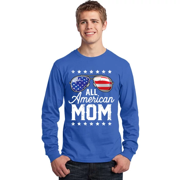 All American Mom 4th Of July Mothers Day Mommy Cool Gift Tall Long Sleeve T-Shirt