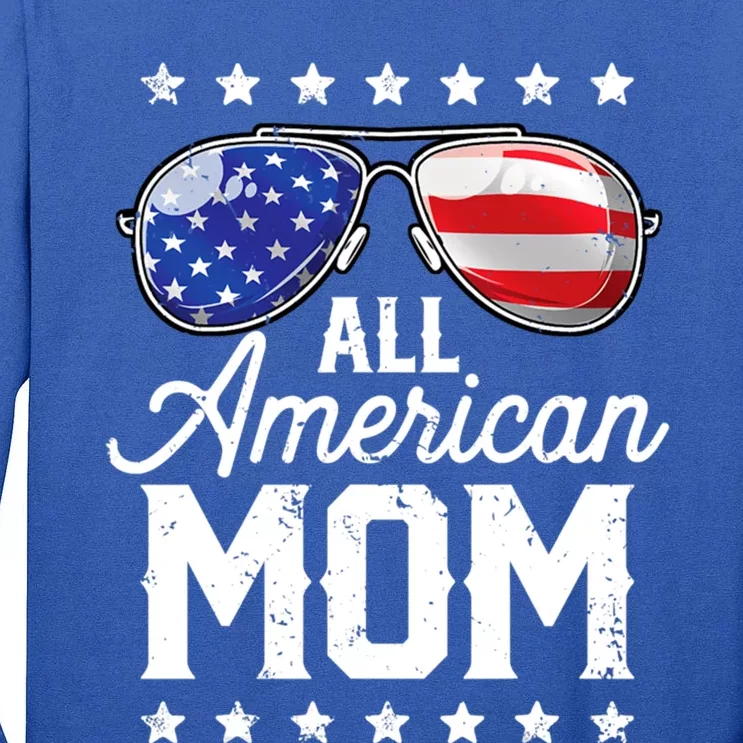 All American Mom 4th Of July Mothers Day Mommy Cool Gift Tall Long Sleeve T-Shirt