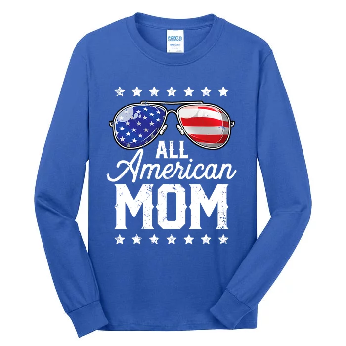 All American Mom 4th Of July Mothers Day Mommy Cool Gift Tall Long Sleeve T-Shirt