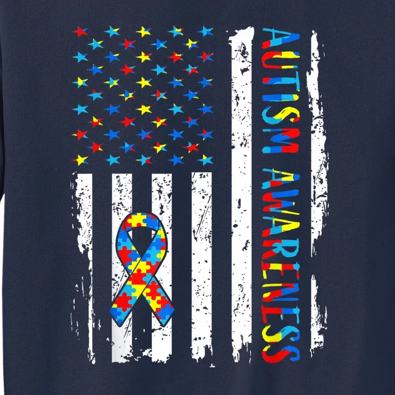 Autism Awareness Mom Dad Usa Flag Autistic Awareness Autism Sweatshirt