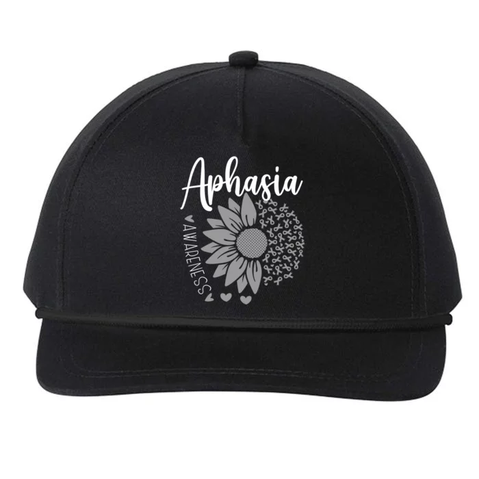 Aphasia Awareness Month Sunflower Grey Ribbon Cute Gift Snapback Five-Panel Rope Hat