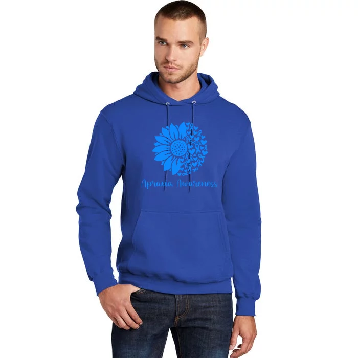 Apraxia Awareness Month Blue Sunflower We Wear Blue In May Great Gift Tall Hoodie