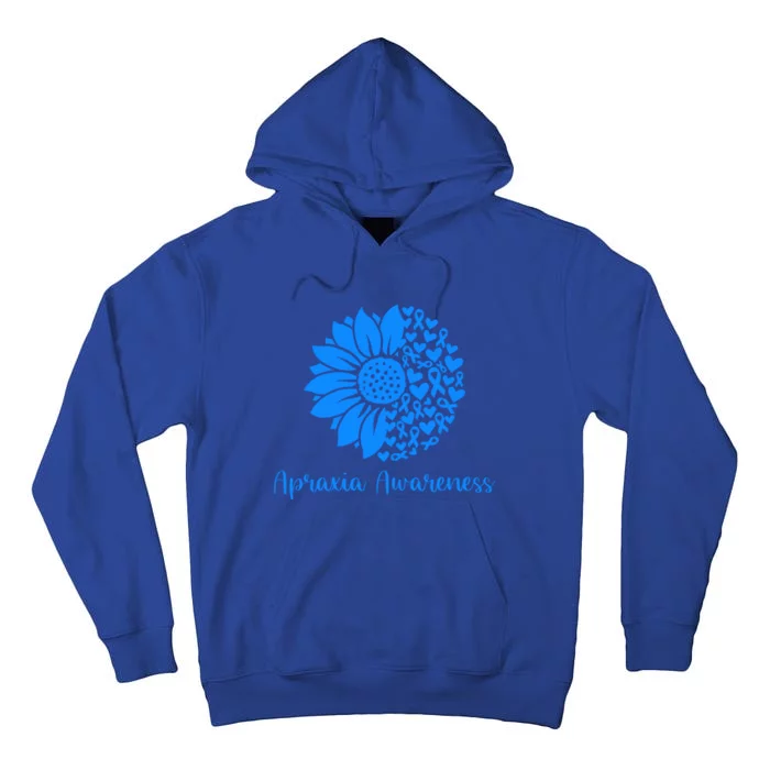 Apraxia Awareness Month Blue Sunflower We Wear Blue In May Great Gift Tall Hoodie