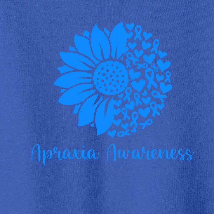 Apraxia Awareness Month Blue Sunflower We Wear Blue In May Great Gift Toddler T-Shirt