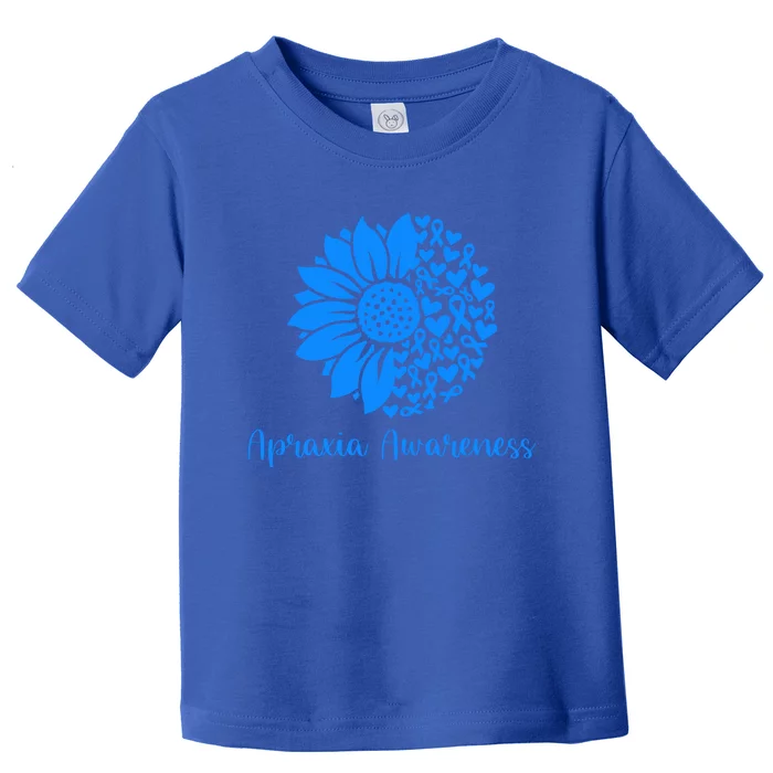 Apraxia Awareness Month Blue Sunflower We Wear Blue In May Great Gift Toddler T-Shirt