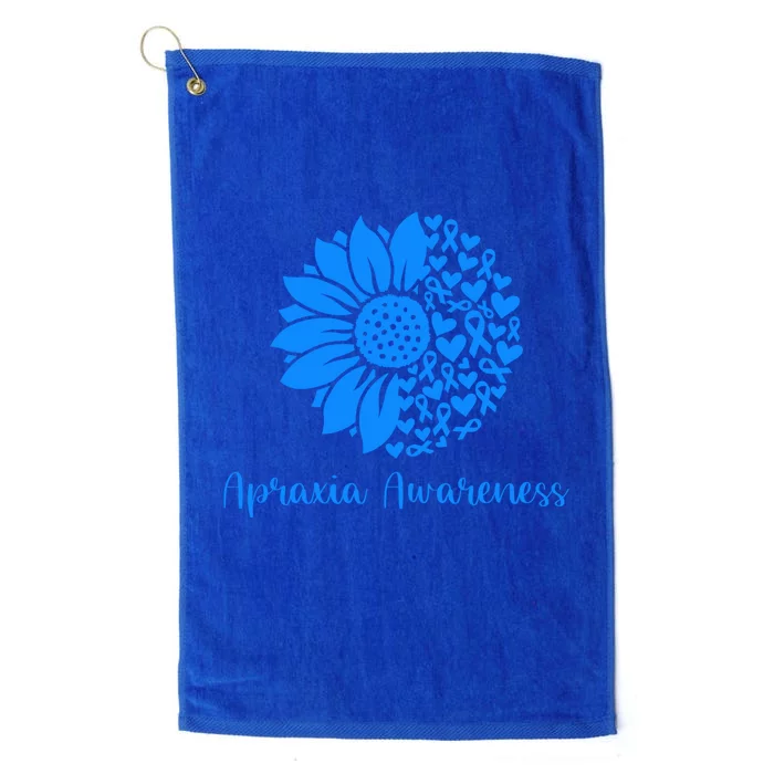 Apraxia Awareness Month Blue Sunflower We Wear Blue In May Great Gift Platinum Collection Golf Towel